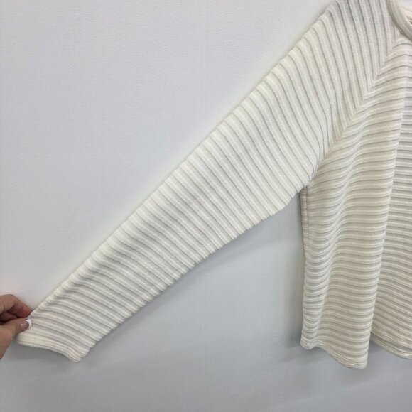 St Johns Bay Womens XL Ivory Textured Stripe Pullover Long Sleeve Top Casual - Picture 7 of 14